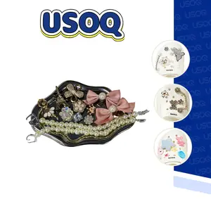 USOQ 12PCS Shoe Decoration Charms for Crocs Pink Bow Tie Rhinestone Bling Designer Jewelry Accessories for Women Girls Luxury Rhinestone with Bling Girly Chains Fashion for Party Favors Birthday Gifts