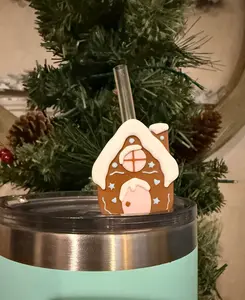 Gingerbread house straw topper