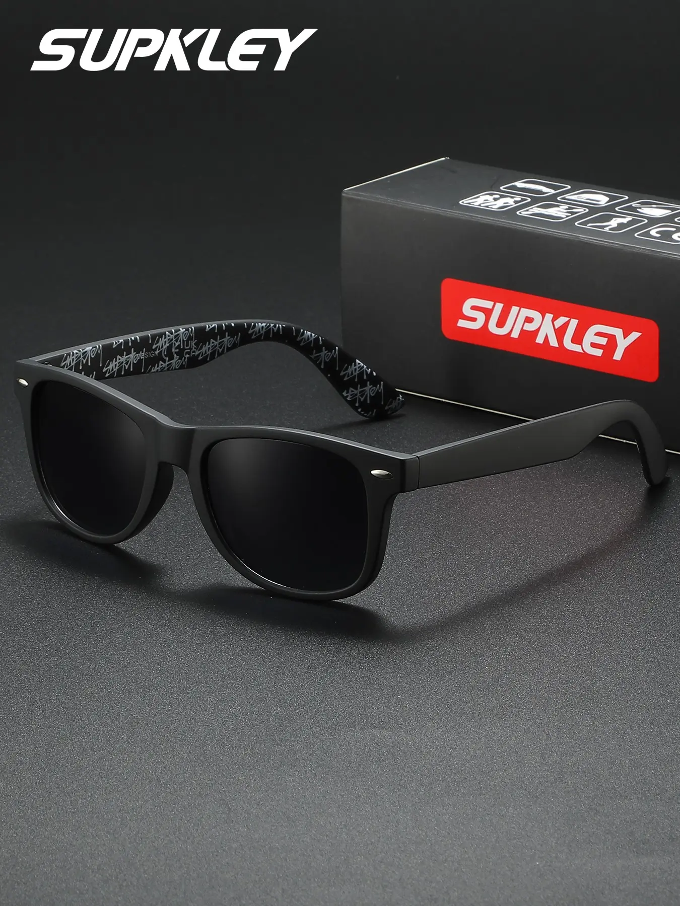 SUPKLEY Simple and Comfortable Y2K Polarized Sunglasses with UV Resistant Square Frames for Daily Travel and Fashionable Decoration