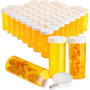 50 Pack Empty Pill Bottles with Caps for Prescription Medication, 8-Dram Plastic Medicine Containers (Orange)