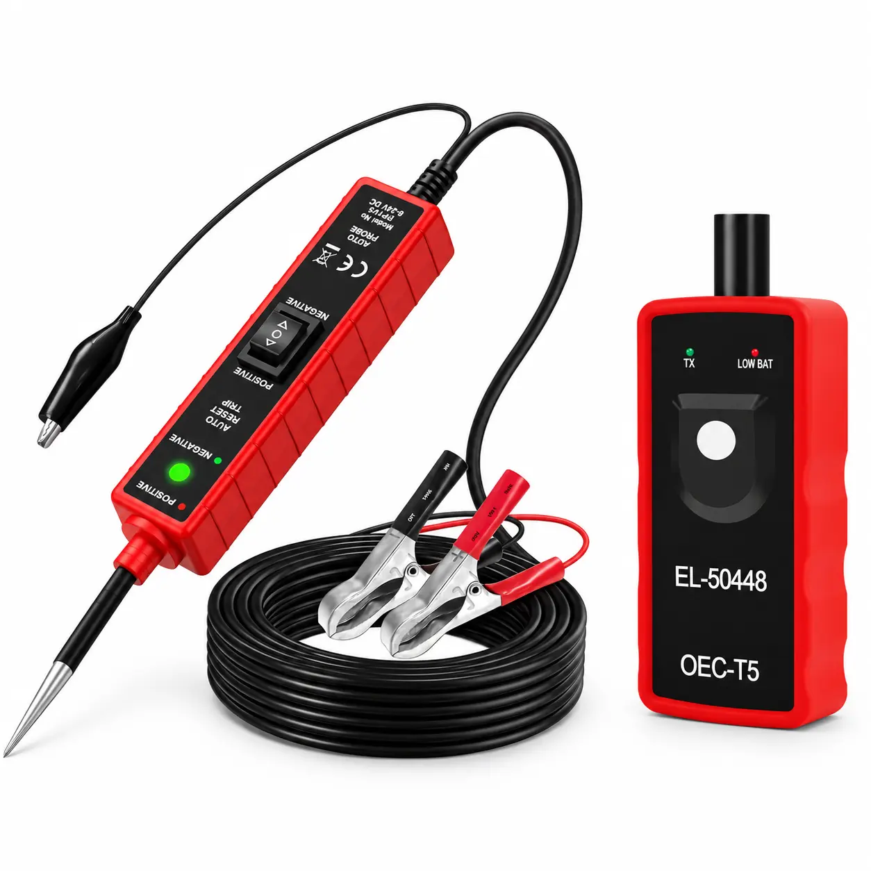 2PCS Car Diagnostic Tool Kit EL-50448 TPMS Reset Tool and EM285 Power Circuit Probe Tester 6-24V Tire Pressure Sensor Relearn Short Circuit Finder Automotive Electrical Tester