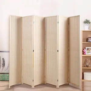 Newly designed furniture 6-panel Room Divider Freestanding Wooden Bamboo Folding Privacy Screen High Wall Divider for Living Room, Office, Bedroom, Study, Natural Wood