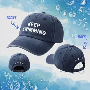 Embroidered KEEP SWIMMING Cap, Embroidery Kpop Fan Concert, Arirang Comeback embroidered Cotton Hat