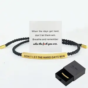 Motivational Bracelet Gift – “Remember Who the F You Are” / “Don’t Let the Hard Days Win” – Encouragement Jewelry for Her, Friend, Daughter – Elegant Steel Bracelet with  Gift Box