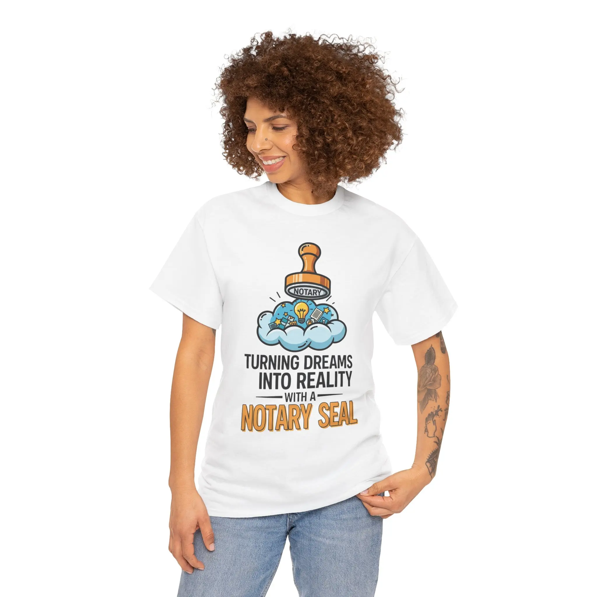 Notary Seal Heavy Cotton Tee, Dreamer Tee, Motivational Shirt, Gift for Notaries, Unique Unisex Tee Casual Fabric