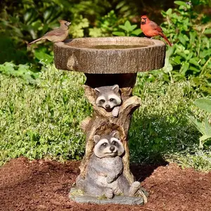 Outdoor Resin Bird Bath, Cute Animal Shape Bird Bath Pool, Garden Lawn Standing Wild Birds Feeder Decorative Ornament, Parakeet Bird Bath