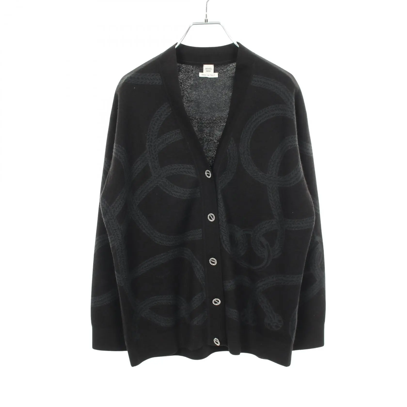 Pre-owned HERMÈS Cashmere Small Leather Goods Hermes Palefroi Remix Silk Cardigan