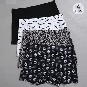 Finetoo 4-Pack Seamless Women’s Briefs – Soft Comfortable Mid-Rise Solid Halloween Style,S-XL