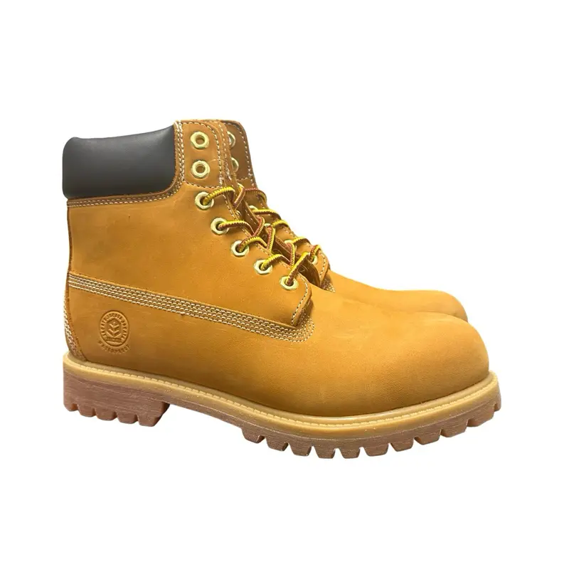 Men's Genuine 061 Leather Wheat Classic Padded Collar Construction Boots, Closed Work Safety Shoes, Comfortable Fit Durable Design Footwear for Work, Walking Shoes, Work Protective Shoes