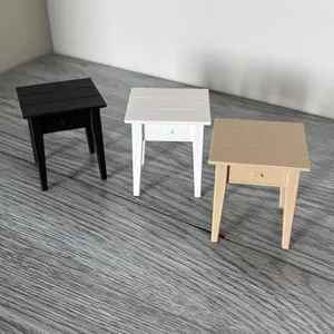 1:12 scale mini bedside table model, minimalist design, made of PLA material (not wood). Very suitable for decorating dollhouse bedrooms, model houses, BJD and OB11 dollhouse decorations, holiday gifts, and birthday surprises