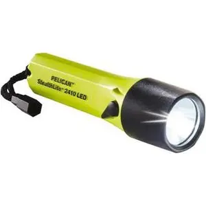 Pelican White LED Bulb Flashlight, 126 Lumens, Industrial/Tactical Use, Yellow Plastic Body, 4 AA Alkaline Batteries Included, Model 024100-0101-245