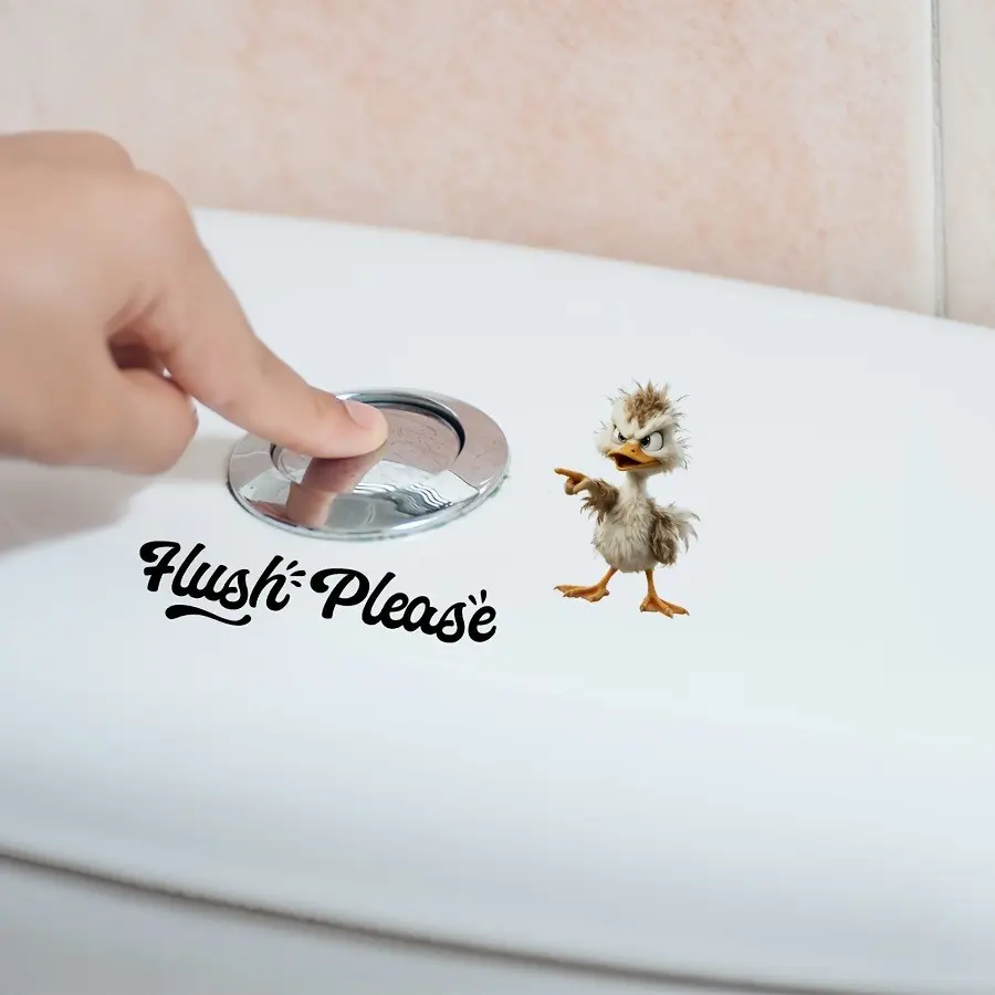 Funny Duck Toilet Wall Sticker Set, Self-Adhesive PVC Removable Bathroom Decal, Small Size 3.94x5.91 Inches, Fun and Practical Decor