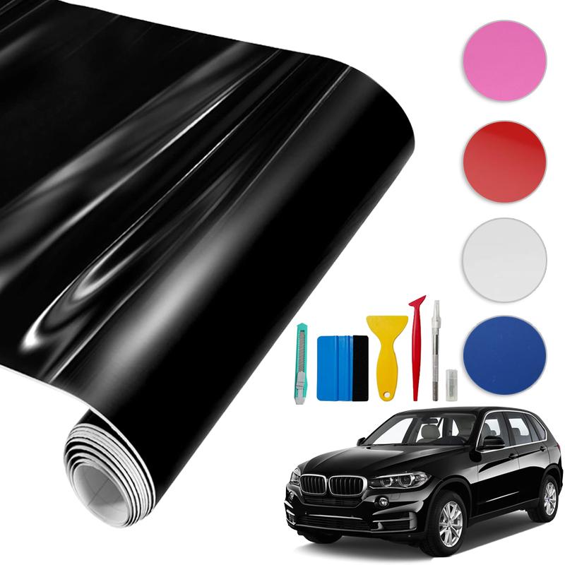 12*60" Gloss Vinyl Wrap 1ft X 5ft Air-Release Glossy Car Wrap Adhesive Film Automotive Vinyl Sticker For Cars Motorcycle DIY Detailing Paper Air Release Decal Sheet  With Tools (1FT*5FT)