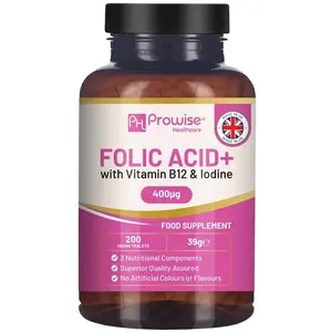 Folic Acid+ 400 Mcg - Vegan Tablets with Vitamin B12