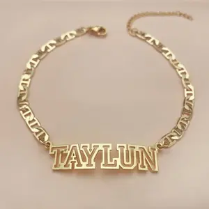 Gold Cuban chain Custom Name Anklet Female Female Female