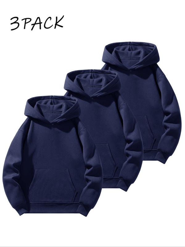 Men's Solid Color Essential Hooded Sweatshirt, Autumn & Winter Regular Fit Casual Long Sleeved Hoodie, Men's Daily Wear Clothing