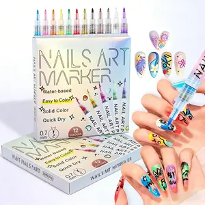 24-Piece Nail Art Marker Set, Quick-Dry Nail Polish Pens & Paint Brushes, Ideal for Line Drawing & Design, Perfect for Manicure Tools, Nail Art Kit