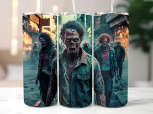 Zombie 30 oz Tumbler Cup with lid and straw.
