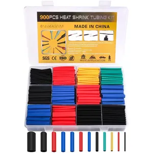 900 count Wire Heat Shrink Tubing Kit, Industrial Heat-Shrink Tubing for Wires, 2:1 Marine Grade Heat Shrink Wrap,  Large Electrical  Heat Shrink Tape,12 Sizes 6Colored Assorted,