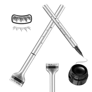 3-in-1 Lower Lash Stamp Kit: Dual-Ended Eyeliner Pen with L/R Silicone Stamp Heads & Quick-Dry Stamp Liquid, Smudge-Proof Waterproof for Effortless Bottom Eyelashes, Beginner-Friendly Eye Makeup Set