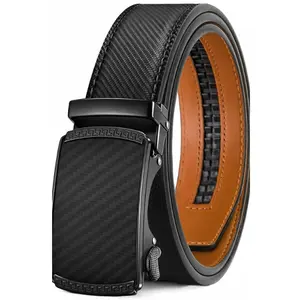 Men's Ratchet Belt with 1 3/8" High Quality Leather Slide Buckle Easy Adjustable Automatic Locking Design for Comfortable Wear Micro-adjustable Ratchet System Trim to Fit Perfect Fit