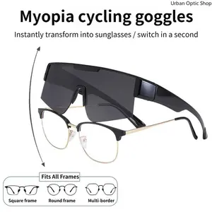 XUH Flip-Up Fit-Over Cycling Sunglasses, UV400 Protection Shield Frame Sports Goggles