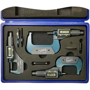 iGaging 3 Piece Digital Micrometer Set, 0-3 inches Range, Carbide Anvil, Data Output, Durable IP40 Rating