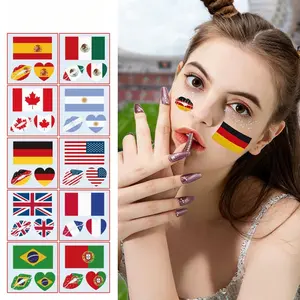 National Flag Temporary Tattoos - Waterproof Country Flag Face Stickers for Sports Events, Parties & Celebrations, 20 Sheets