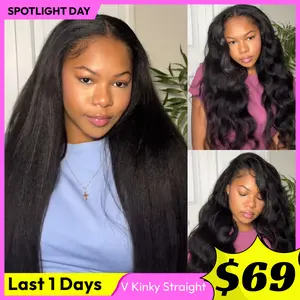 【Blend Natural】UNice Upgrade V Part Glueless Kinky Straight Human Hair Wig with Drawstring No Leave Out Beginner Friendly Easy to Install ##Summervibes#SpolightDay