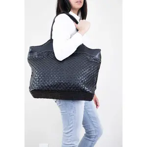 Black Large Leather Tote Bag