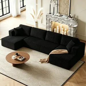 【3 Packages】Upholstered Sectional Boneless Couch - 132" U-Shaped Cloud Modular Sleeper Sofa Bed, Deep Seat Chaise, High-Density Foam, Black Corduroy, 8 Pillows, No Assembly + Aluminum Double-Roof Gazebo | TikTokShopDealsforYouDays