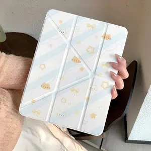 Star Cat  Cute Cartoon Case For iPad 10th 11th A16 10.9 Air 11 13 M2 M3 M3 M3 MMini 6 Pro 11 7th 8th 10.2 Air 4 Air 4 Air 5 10.9 Pro 12.9 Samsung Gaalaxy Tab Redmi Xiaomi Pad Huawei MatePad Auto Sleep Awake Pencil Slot Tablet Cover Tablet Accessories