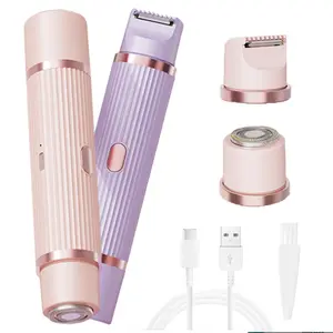 Women's Bikini Trimmer, Akunbem Electric Shaver, Cordless Hair Trimmer, Painless Hair Removal, Rechargeable Dual Head, Ipx7 Waterproof, USB Rechargeable Trimmer