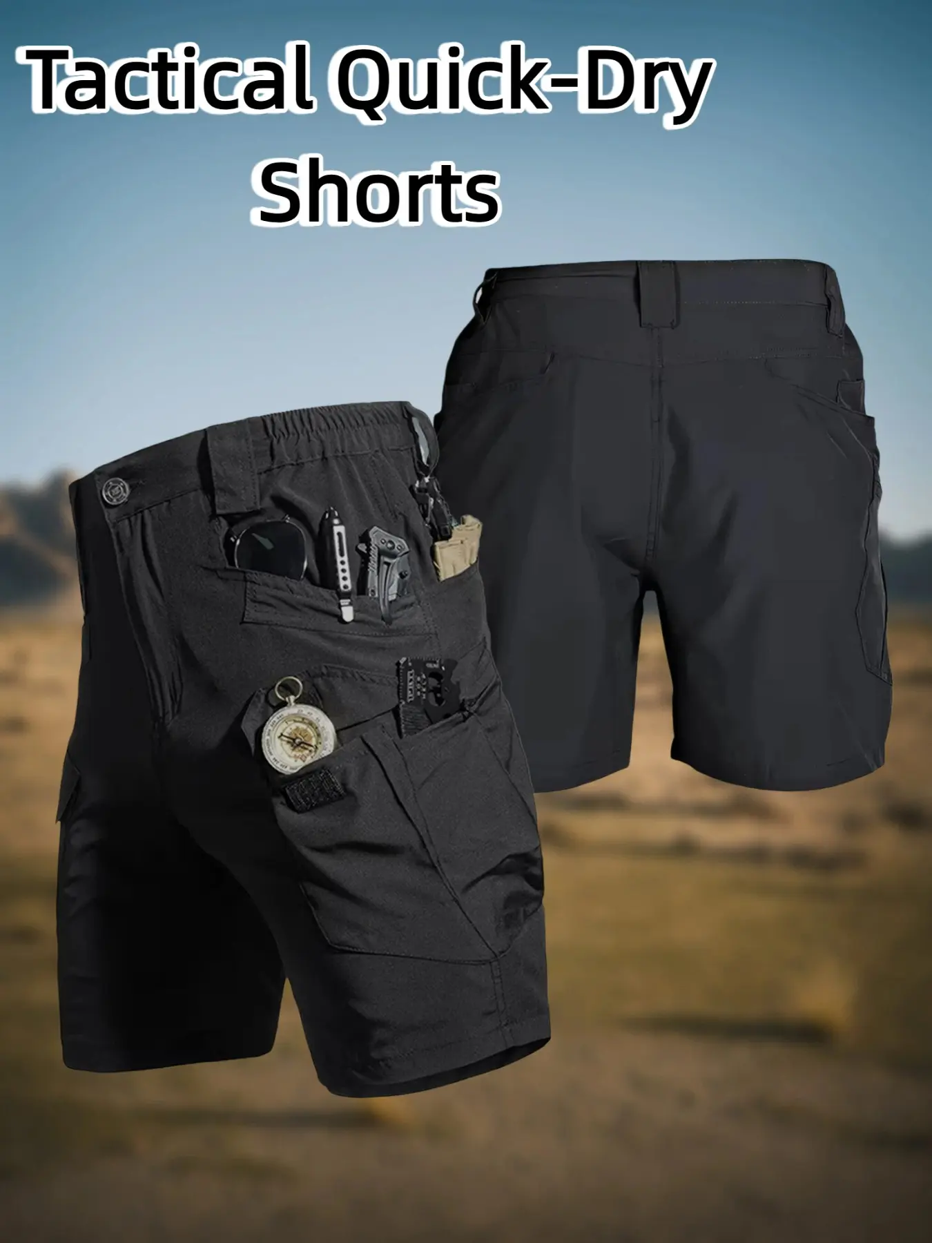 Men's solid-color Plain work shorts, Athletic Short, Outdoor Workout Activewear Shorts featuring a durable, multi-pocket design, casual, comfortable, breathable, ideal for everyday wear, outdoor activities, fitness, and other outdoor pursuits