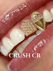 1pc Heart & Shield Design Tooth Grill, Gold/Silver-Tone with Zircon, Glam Hip Hop Accessory, Suitable For Streetwear & Statement Looks, Gift For Fashion Enthusiasts, Tooth Gems (Unique Craft, Actual Item May Vary)