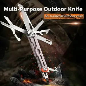 Outdoor Multi-Use Tool, Durable Full Steel, New Mini Pocket Portable Universal Tool, Compact and Lightweight, Essential for Camping and Home Use