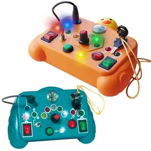Montessori Busy Board Sensory Toy with LED Light Switch Activity Board for Toddlers Fine Motor Skills Educational Toy