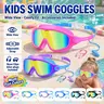 Vvinca Children's Adjustable Water Goggles (Ages 3-12+), UV Protection, Anti-Fog, Wide View, Waterproof Swim Kit with Nose Clip & Earplugs for Lake, Beach