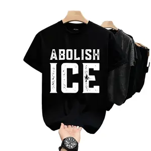 Family Meme Graphic Tee – Abolish Ice Retro Anti Ice T-Shirt for Men Round Neck Short-Sleeved Cotton Shirts