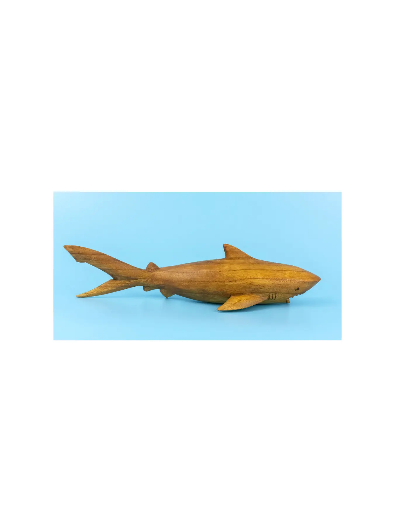 Wooden Hand Carved Shark Statue Sculpture Wood Home Decor Accent Figurine Handcrafted Handmade Seaside Fish Tropical Nautical Ocean Coastal Decoration