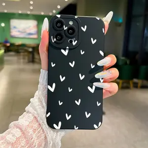 Heart Pattern Phone Case Casing, Decorative Phone Protector Cover, Phone Accessories Compatible with iPhone 11 12 13 14 15 16 Series