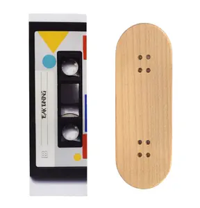 Teak Swap Fingerboard Deck & Graphic Wrap - "Cassette Tape" - 32mm x 97mm