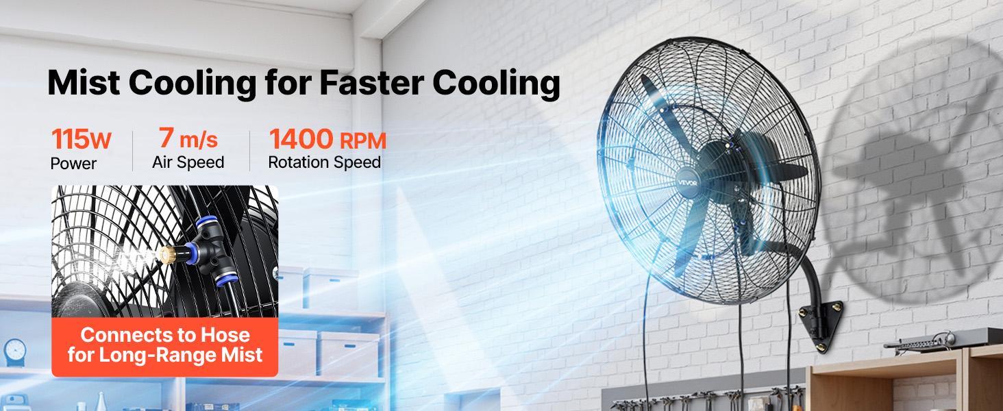 【BackToSchool】VEVOR 24-in Sturdy Wall-Mounted High Power Fan - IP44 Rated, 3-Gear Adjustable, Oscillating Mist, Mechanical Control, Aluminum Blades, Adjustable Airflow, for Grow Tents, Workshops 【BackToSchool】VEVOR 24-in Sturdy Wall-Mounted High Power Fan - IP44 Rated, 3-Gear Adjustable, Oscillating Mist, Mechanical Control, Aluminum Blades, Adjustable Airflow, for Grow Tents, Workshops