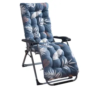67"x22" Outdoor Chaise Lounger Cushion - Recliner & Rocking Chair Pad for Patio Furniture Soft Polyester Mat Blue Grey Leaf Pattern Machine Washable