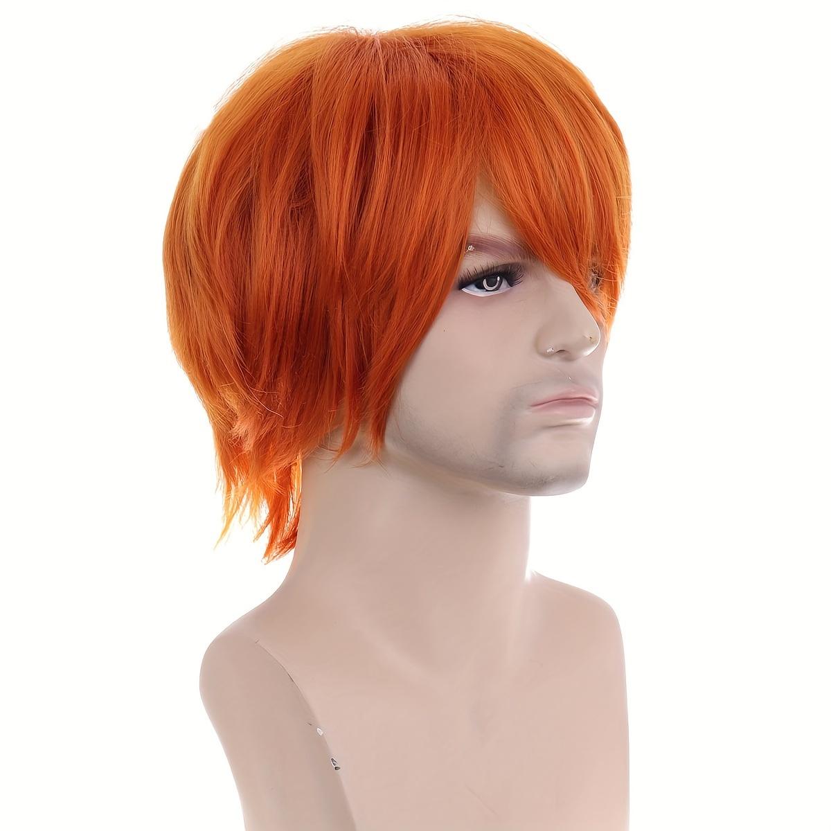 12-Inch Full Cosplay Wig Suitable for Both Men And Women, Featuring a Spiky Design in Green, Orange, Black, White, And Blue