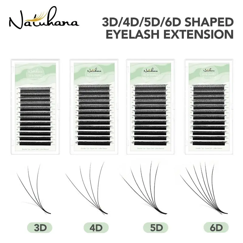 NATUHANA W Shape Eyelashes Extensions 3D 4D 5D 6D W Shaped Brown Black Clover Hand Made Premade Volume Fans Lash Extensions 2026 New
