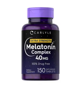 Carlyle Melatonin 40mg Complex | 150 Fast Dissolve Tablets | Extra Strength Support | with Ashwagandha and Chamomile | Vegetarian, Non-GMO, Gluten Free Supplement