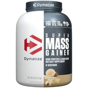 Dymatize Super Mass Gainer Protein Powder, 6 Pound, Gourmet Vanilla, 1280 Calories & 52g Protein, 10.7g BCAAs - Dietary, Healthcare