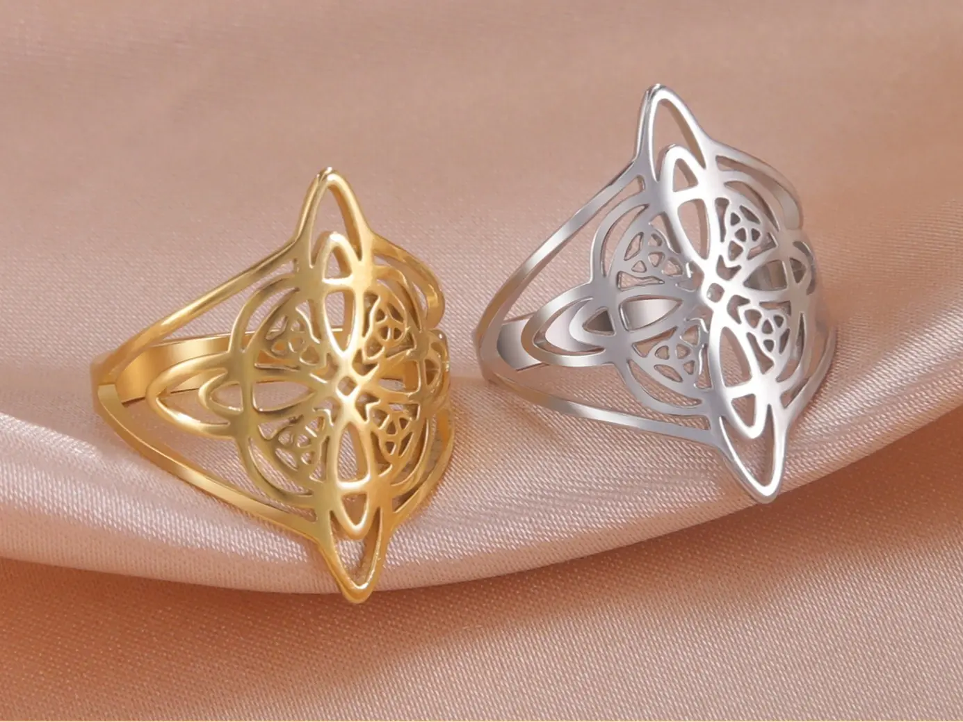 Hot-selling unisex versatile double-layered witch knot Celtic triangle outer frame stainless steel jewelry, a touch of luxury for everyday wear, perfect as a gift for best friends or couples, a unique vintage-style jewelry bracelet. elegant retro sympathy