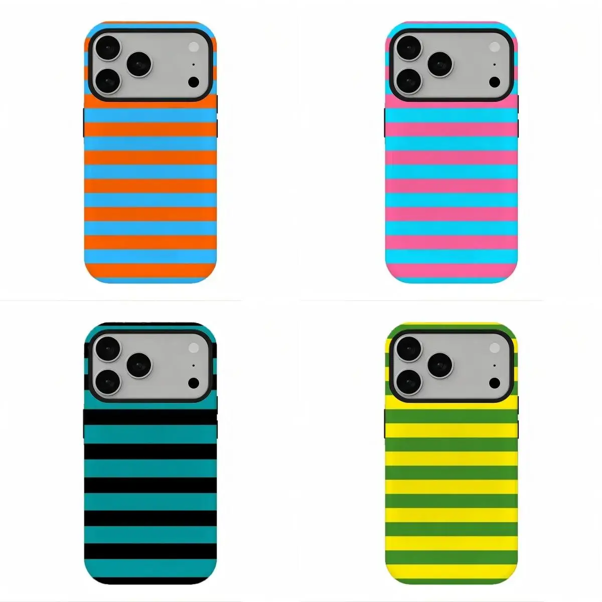 Dopamine Striped Phone Case, Viral Neon Striped Protective Cover, Compatible for iPhone 17 16 15 14 13 12 11 Pro Max Plus Mini, Retro Bold Rainbow Stripe Minimal Cellphone Cover, Per, Neon Retro Vibe Cover Bumper
